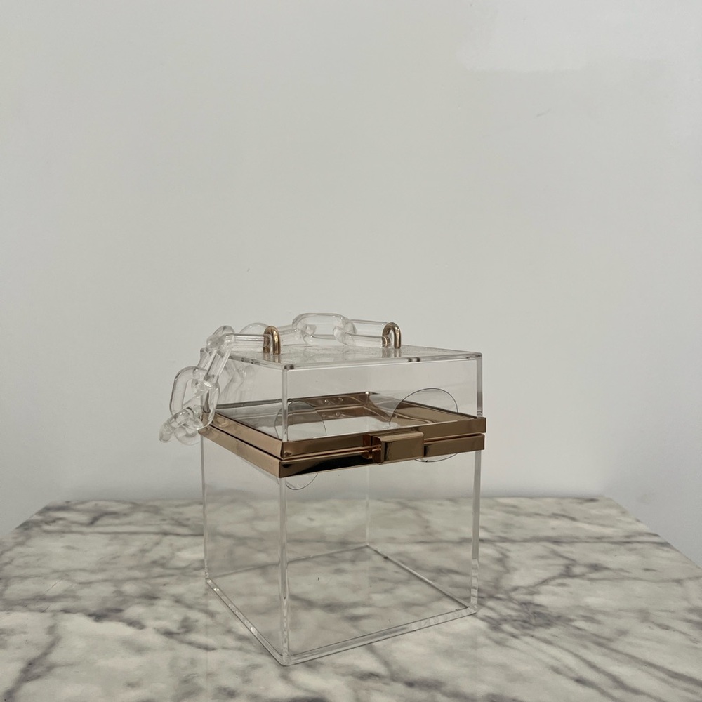 Clear Acrylic Purse with Gold Accents